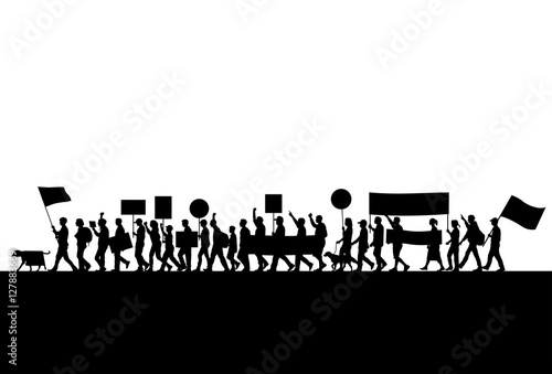 Group of protesters silhouette