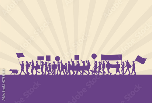 Protest marches silhouette