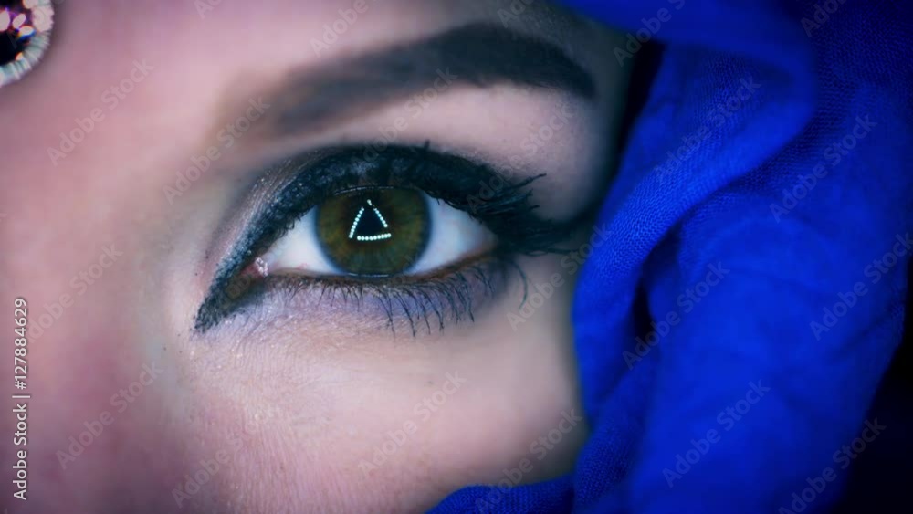 4k Colourful Arabic Woman Opening Eyes Close-up with Veil 4k Colourful Arabic Woman Opening Eyes Close-up with Veil