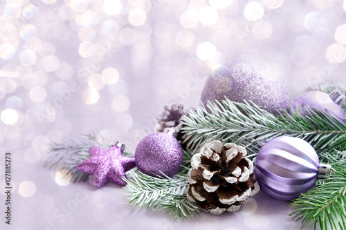 Christmas decorations on bright background