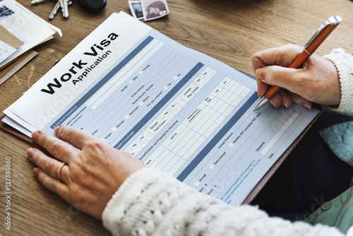 Obraz na plátně Work Visa Application Employment Recruitment Concept