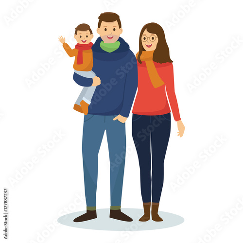 Happy Family in Winter Clothes
