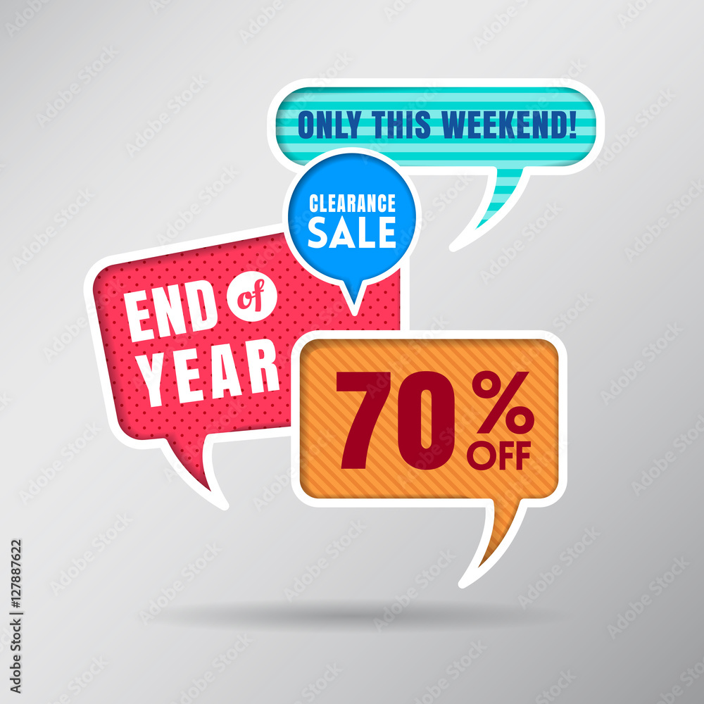 Set of colorful sale labels balloon speech bubbles Set of colorful sale labels balloon speech bubbles