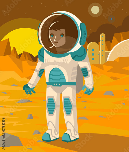 astronaut walking on mars