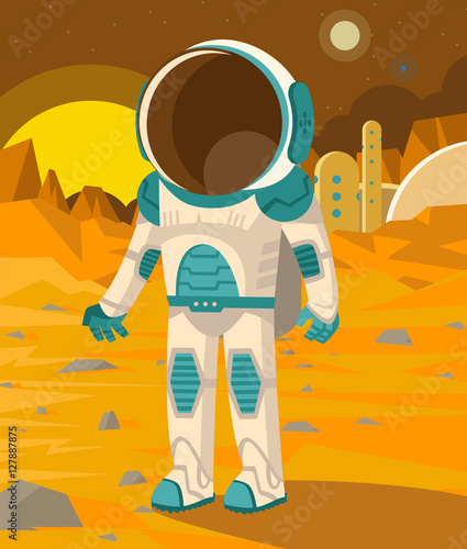 astronaut walking on mars