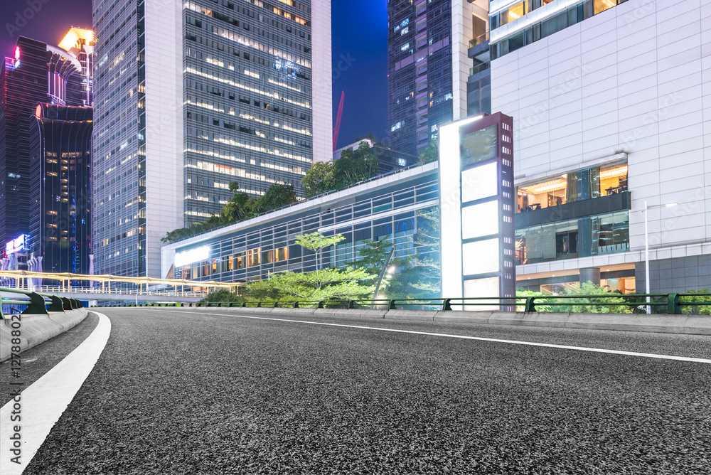 empty urban road through modern city of Shenzhen,China.