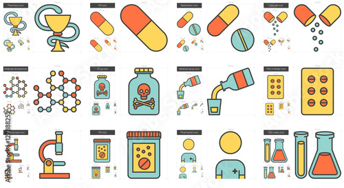 Medicine line icon set.