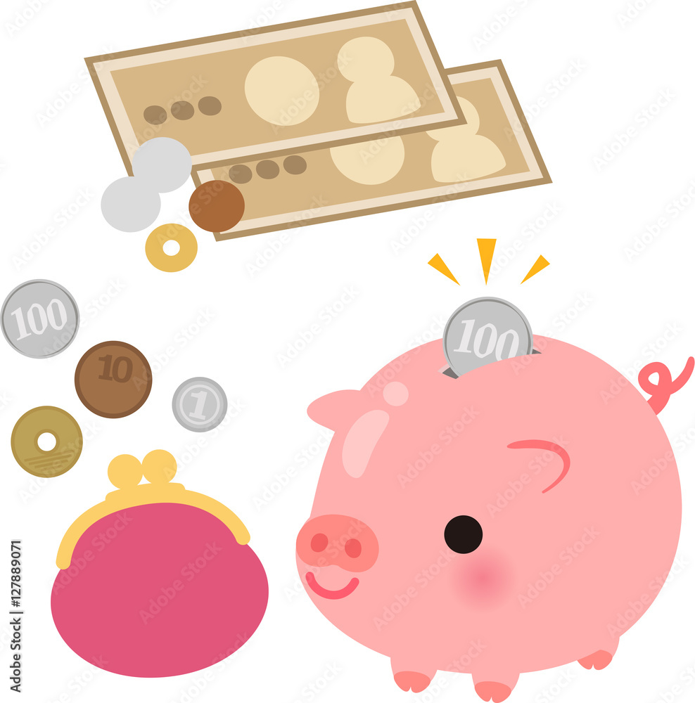 貯金箱 がま口 小銭のイラストセット Stock Vector Adobe Stock 貯金箱 がま口 小銭のイラストセット Stock Vector Adobe Stock