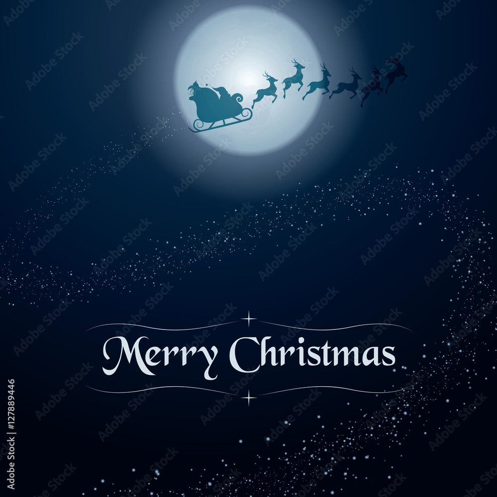 A vector illustration of Santa flying his magical sleigh leaving a trail of stars with A vector illustration of Santa flying his magical sleigh leaving a trail of stars with