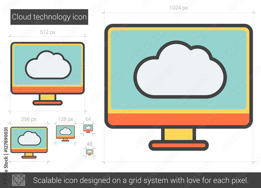 Cloud technology line icon. Cloud technology line icon.