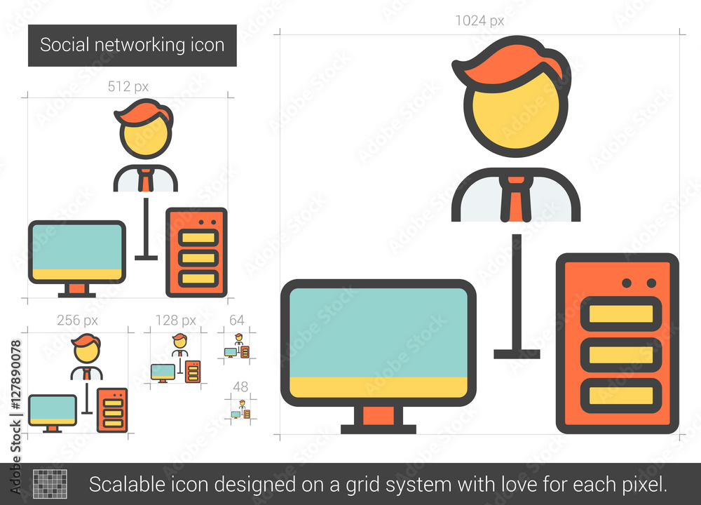 Social networking line icon. Social networking line icon.
