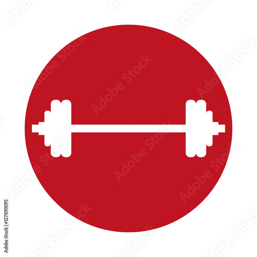 dumbbell weight sport gym icon red circle vector illustration eps 10