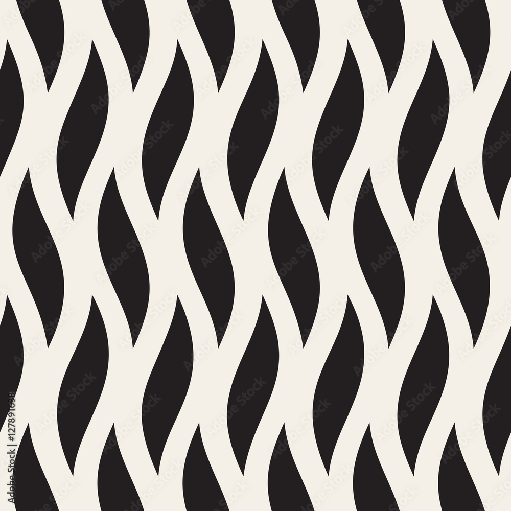 Vector Seamless Black and White Hand Drawn Wavy Shapes Pattern Vector Seamless Black and White Hand Drawn Wavy Shapes Pattern