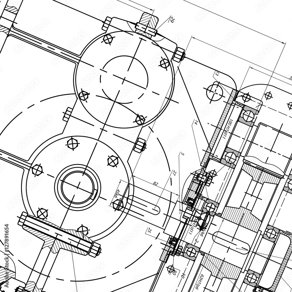 Mechanical Engineering drawing. Engineering Drawing Background. Vector
