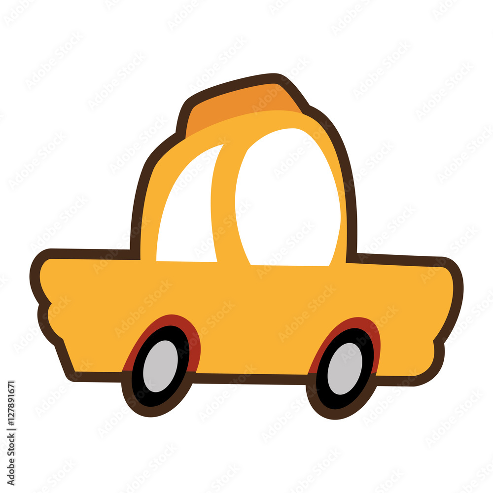 cartoon car cab yellow icon vector illustration eps 10