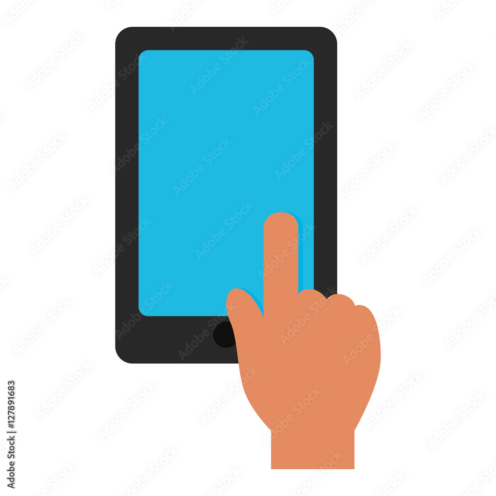 hand touch tablet blue screen graphic vector illustration eps 10 hand touch tablet blue screen graphic vector illustration eps 10