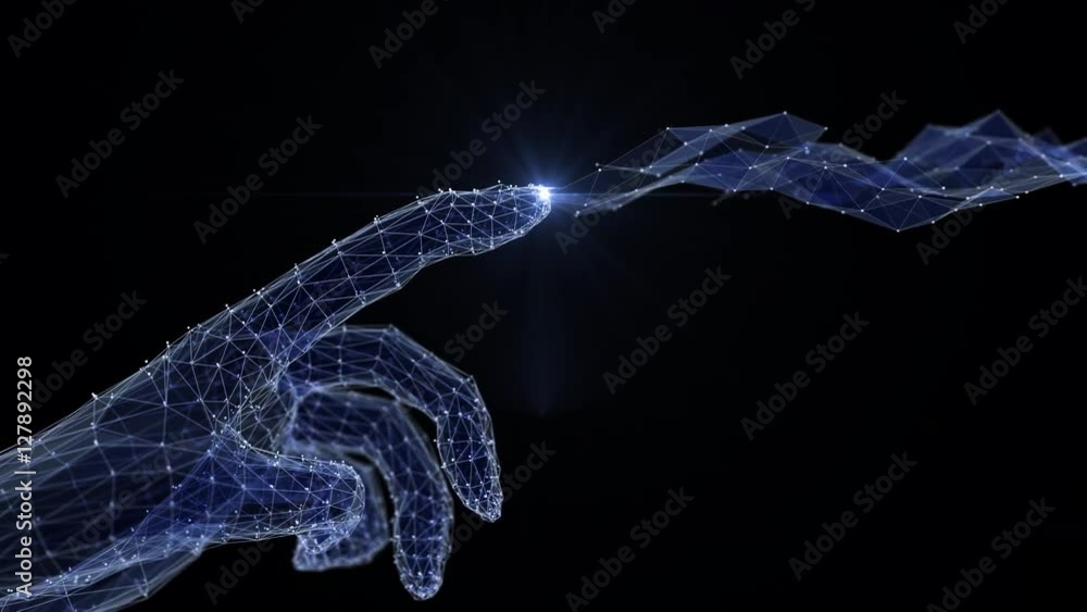 Digital hand touching the network