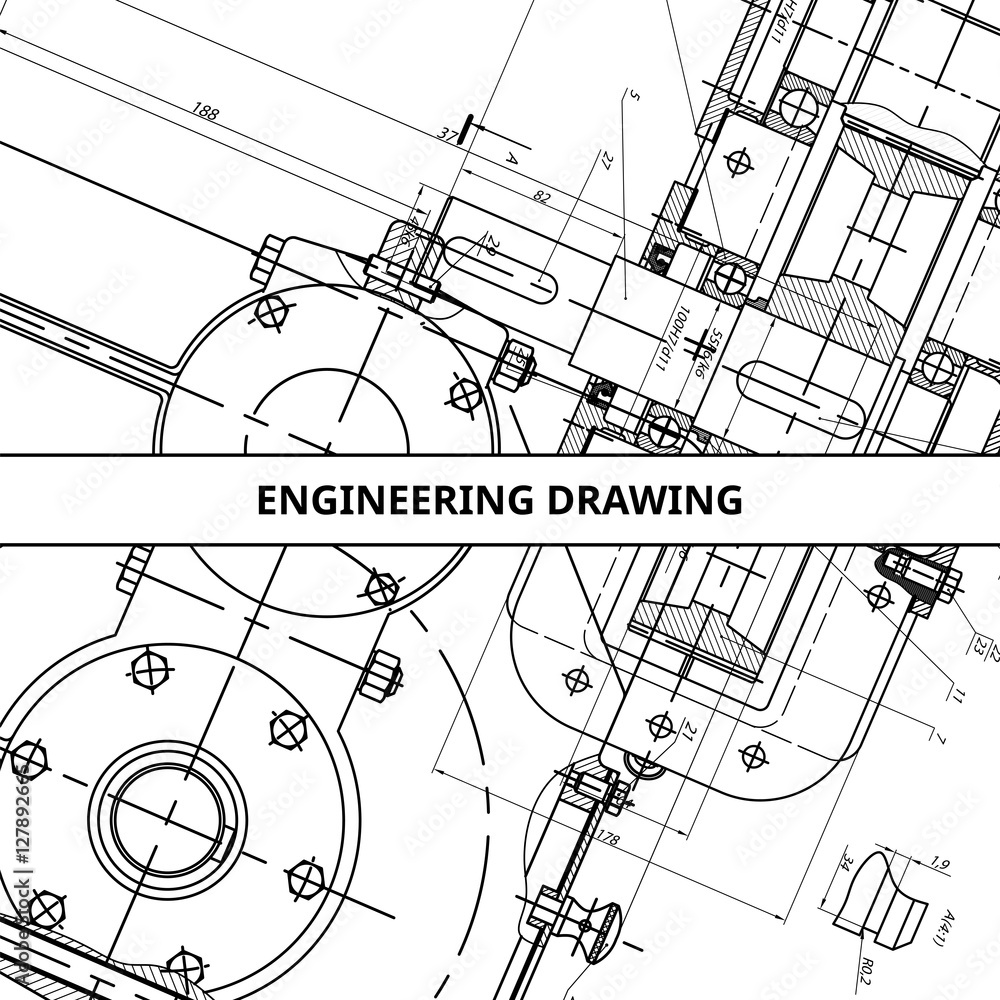 Mechanical Engineering drawing. Engineering Drawing Background. Vector. Mechanical Engineering drawing. Engineering Drawing Background. Vector.