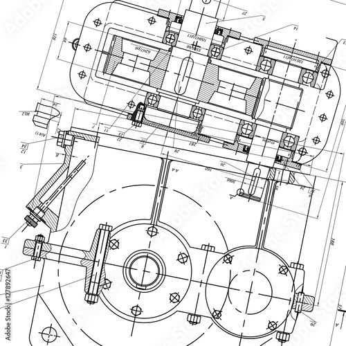 Mechanical Engineering drawing. Engineering Drawing Background. Vector.