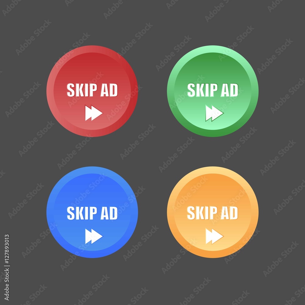 Set of Skip Ad Button Set of Skip Ad Button