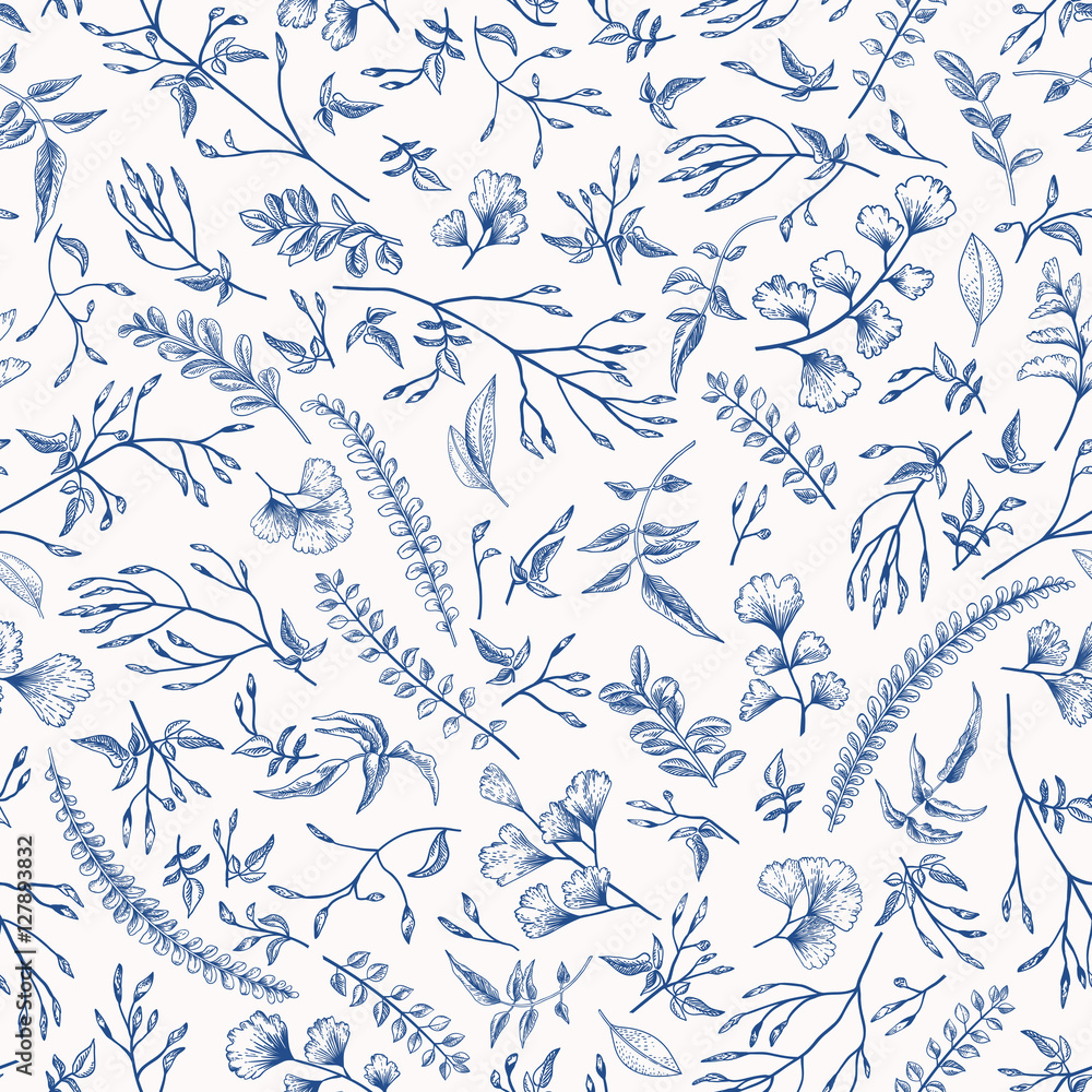 Romantic motif with small plants