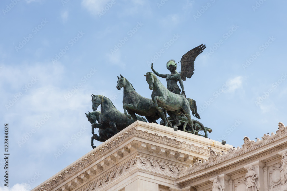 Statue of Vittoriano palace in Rome, Lazio region, Italy.