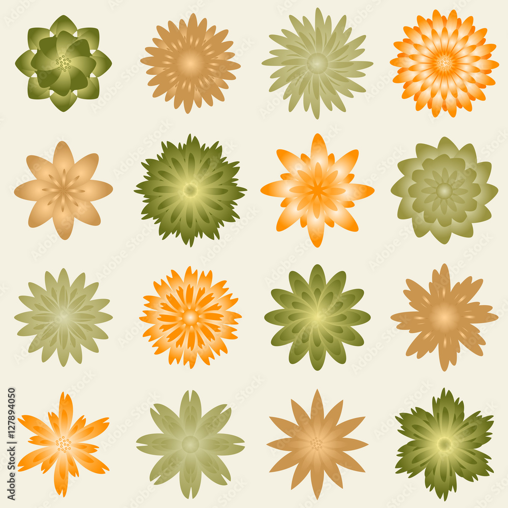 Multiple flowers and blossoms - various colors template Multiple flowers and blossoms - various colors template