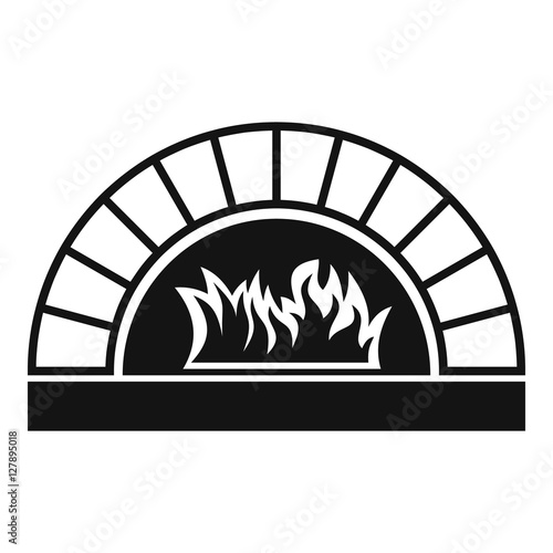 Pizza oven with fire icon. Simple illustration of pizza oven with fire vector icon for web
