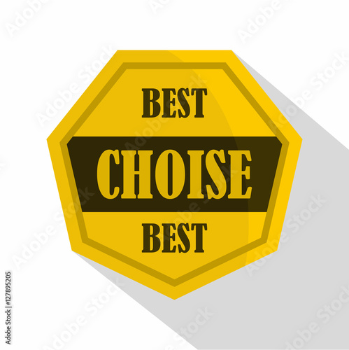 Golden best choise label icon. Flat illustration of golden best choise label vector icon for web isolated on white background