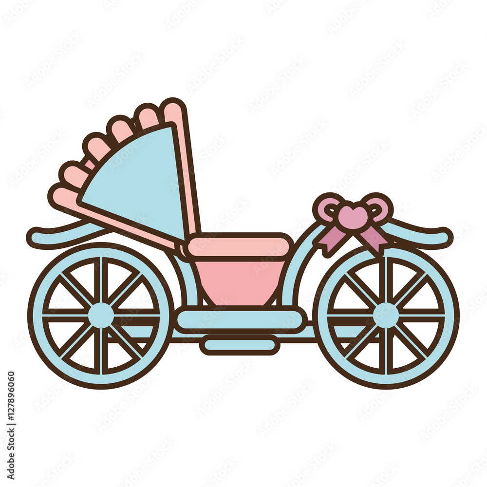 cartoon wedding carriage retro icon vector illustration eps 10