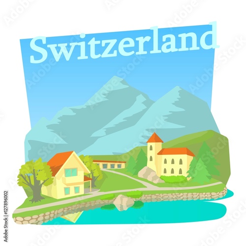 Switzerland country concept. Cartoon illustration of switzerland country vector concept for web