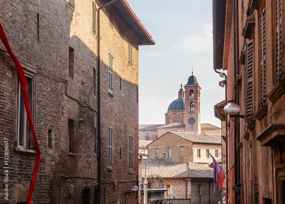 Old street in the Italian city of Urbino
