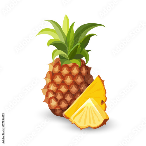 Pineapple Isolated on White Tropical Healthy Fruit