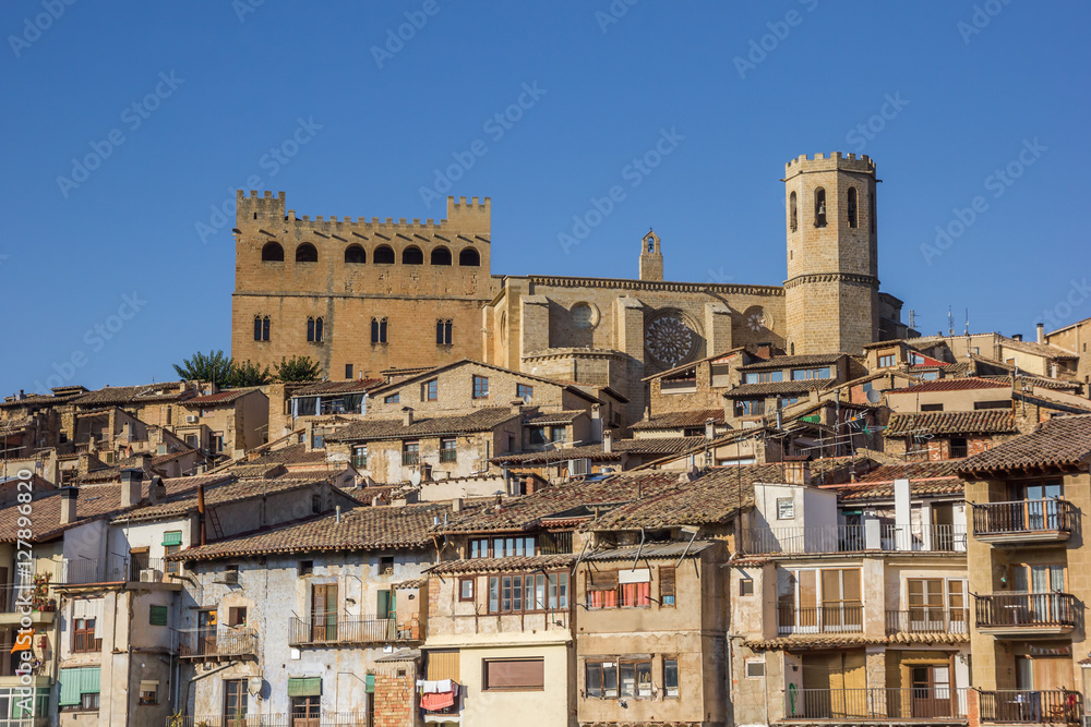 Historical castle and church on top of the hill in Valderrobres