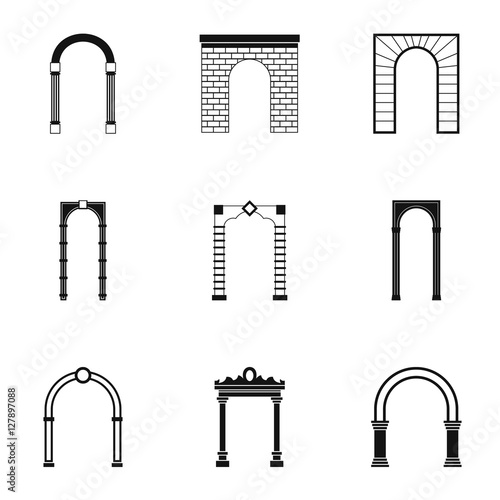Arched openings icons set. Simple illustration of 9 arched openings vector icons for web