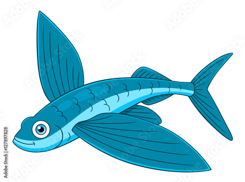 Tela Cartoon cute flying fish