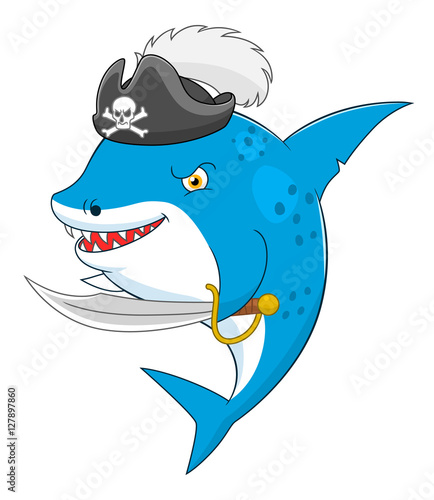 Cartoon pirate shark