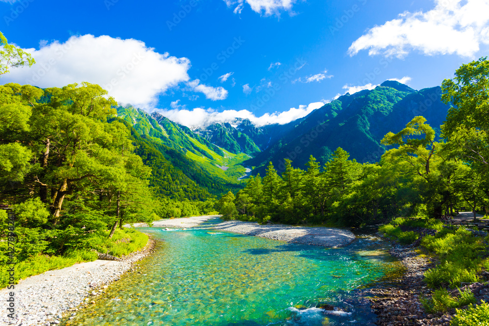 Fototapeta premium Kamikochi Mount Hotaka-Dake River Landscape H