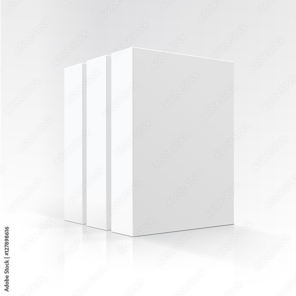 Vector Set of Blank White Vertical Rectangular Carton boxes in Perspective for package design Close up Isolated on White Background Vector Set of Blank White Vertical Rectangular Carton boxes in Perspective for package design Close up Isolated on White Background