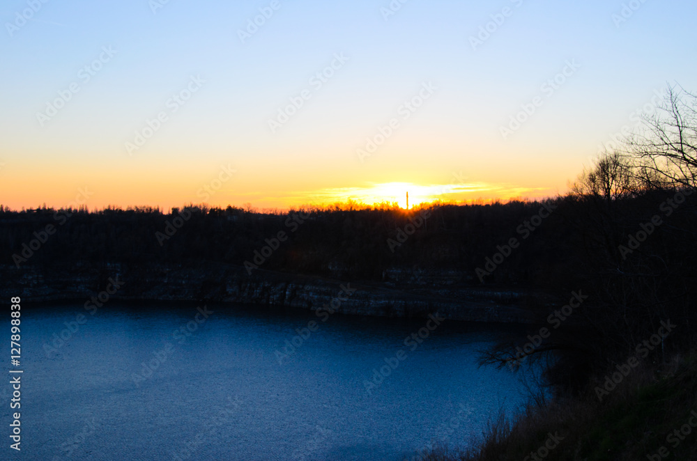 View on a lake in granite quarry