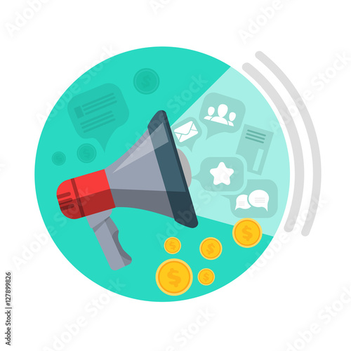 SEO Loud Speaker Web Button. Business Marketing