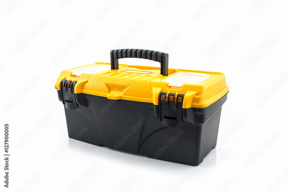 Yellow tool box, Plastic tool box. Yellow tool box, Plastic tool box.