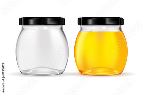 Glass jar with honey