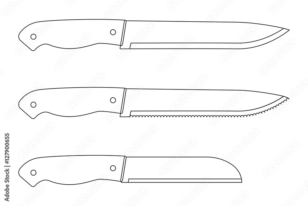 Kitchen knife. Outline icon Stock Vector Adobe Stock