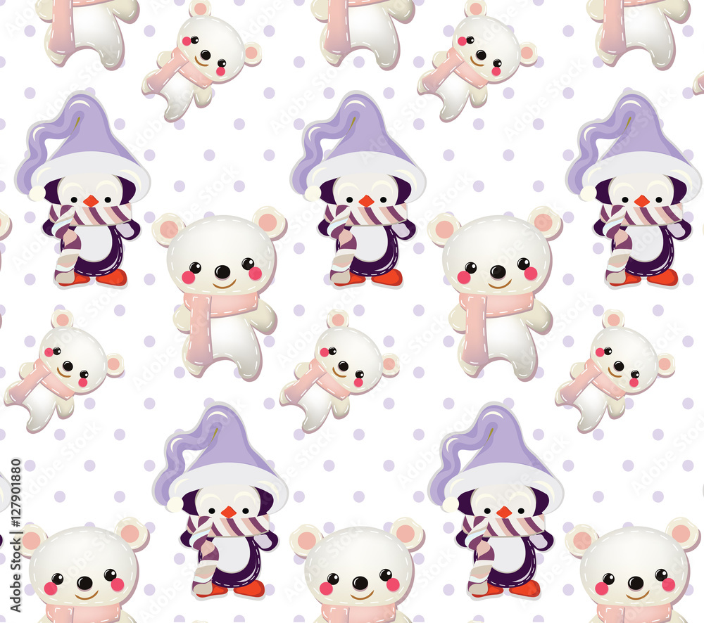 Cute Penguins and Polar bear pattern Cute Penguins and Polar bear pattern