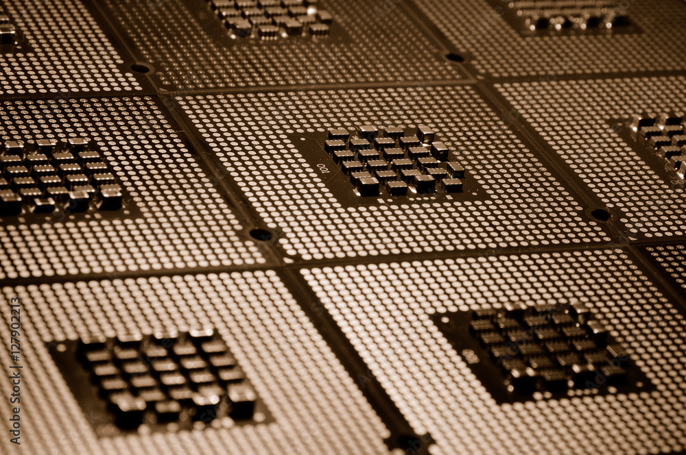 computer processors aligned with lighting effects postproduction, background. computer processors aligned with lighting effects postproduction, background.