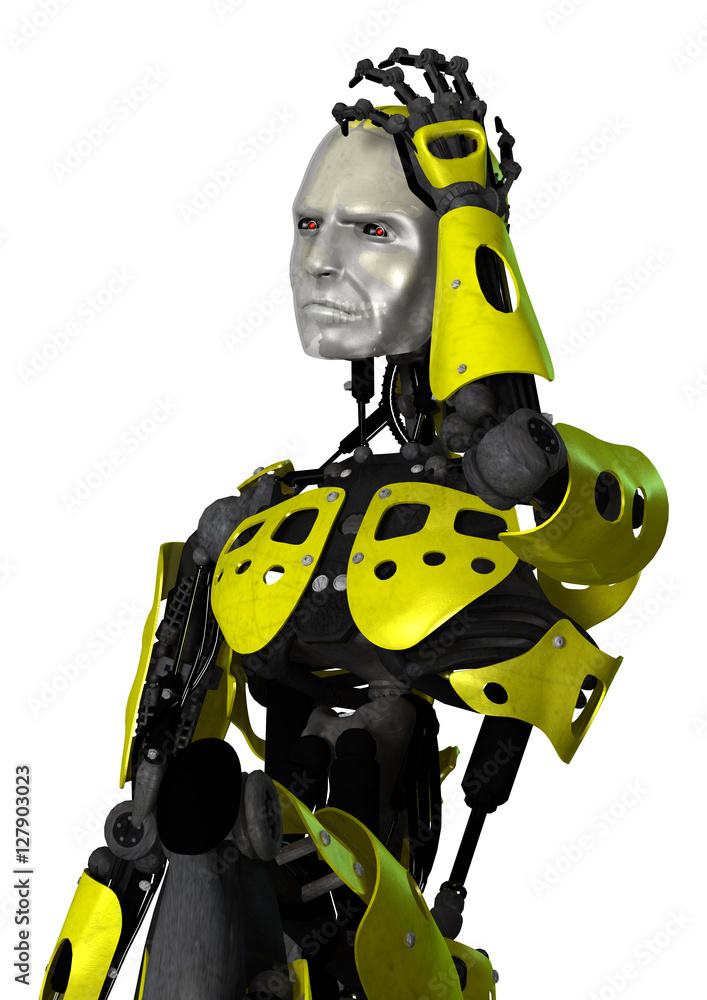 Naklejka premium 3D Rendering Robot on White