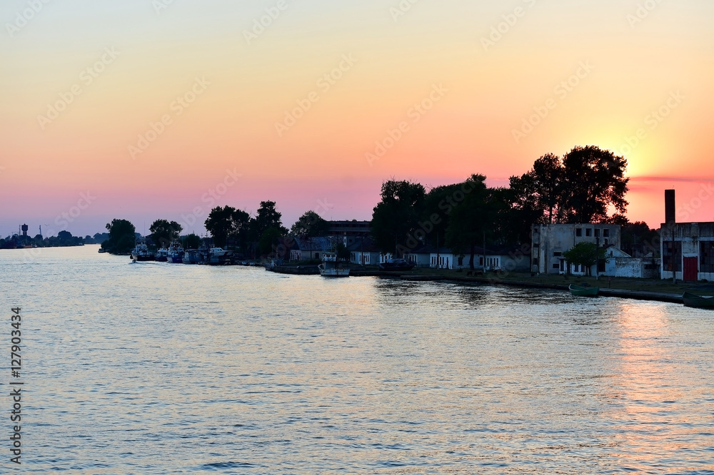 Fototapeta premium Sulina river branch at sunset