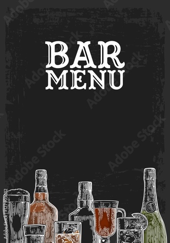 Template for Bar menu alcohol drink.