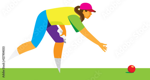 young woman playing on the grass court Bowls